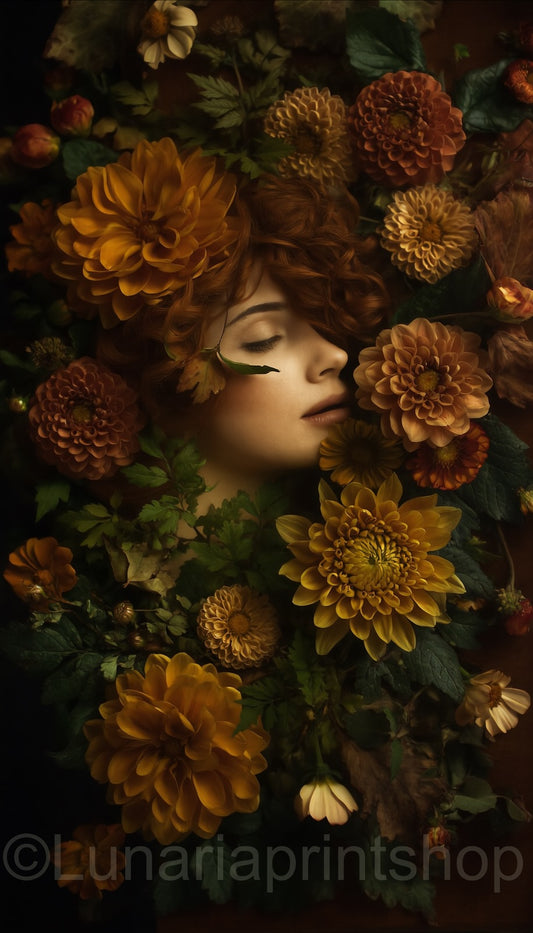 Autumn Reverie – Floral Portrait Art Print