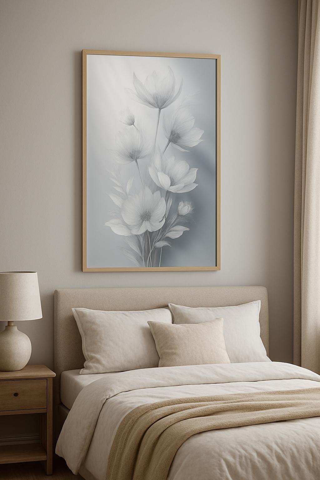 Whispers of Bloom – Monochrome Floral Wall Art Printable