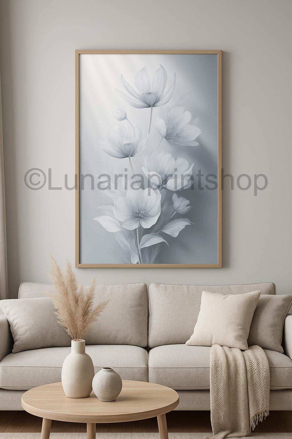 Whispers of Bloom – Monochrome Floral Wall Art Printable